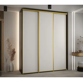 Šatní skříň Šatní skříň ASIRI 1 - 190/45 cm, černá / bílá / zlatá