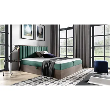 Postel Kontinentální postel 180x200 CHANTELLE 4 - tmavý dub / zelená + topper ZDARMA