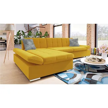 Sedací souprava Rohová sedačka s úložným prostorem MARLA - žlutá / šedá, levý roh