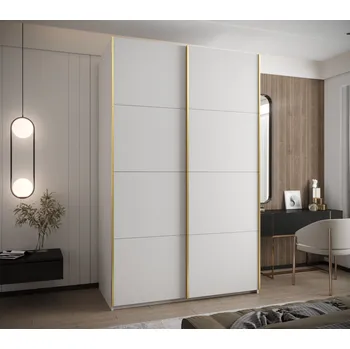 Šatní skříň Dvoudveřová skříň SAMARA 1 - 150 cm, bílá / zlatá