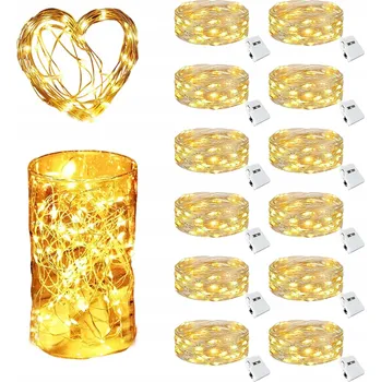 Vánoční dekorace SVĚTELNÝ ŘETĚZ SVĚTÝLKA NA VÁNOČNÍ STROMEK BATERIE DRÁTKY TEPLÁ BÍLÁ 20 LED 12x