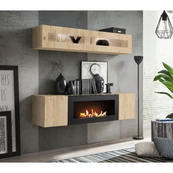 Obývací stěna Nábytek do obývacího pokoje FREYA s biokrbem - hickory jackson