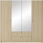 Velká zrcadlová šatní skříň 213 cm TROY - dub barista