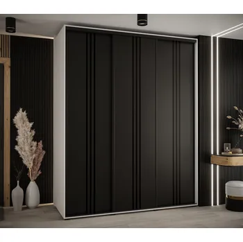 Šatní skříň Šatní skříň YVONA 6 - 190/60 cm, bílá / černá / černá