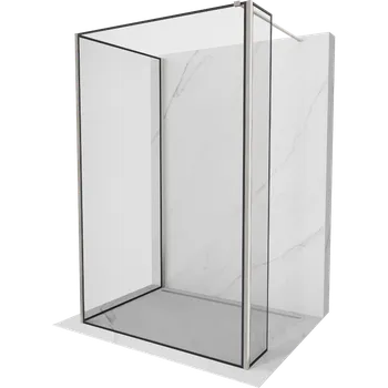 Mexen Kioto sprchová zástěna Walk-in 120 x 100 x 30 cm, černý rám, kartáčovaný nikl - 800-120-100-221-97-70-030 Sprchové stěny