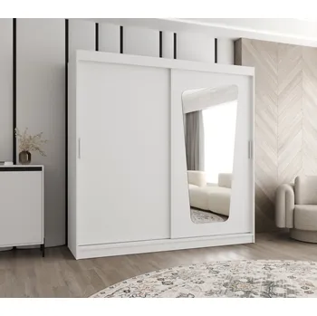 Šatní skříň Šatní skříň 200 cm ZAMIRA se zrcadlem - bílá