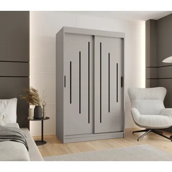 Šatní skříň Šatní skříň 120 cm CASANDRA s posuvnými dveřmi - kašmír / černá