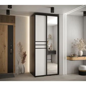 Šatní skříň Šatní skříň ASIRI 11 - 120/60 cm, černá / bílá / černá