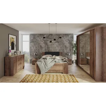 Ložnicová sestava VENETI CORTLAND 5 Dub monastery / černá ekokůže