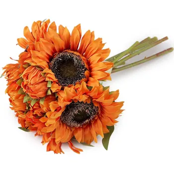 umělá květina Umělá slunečnice svazek, střední, 3 oranžová
