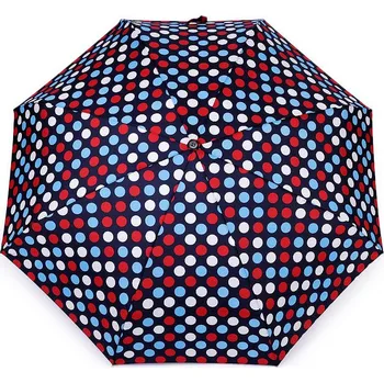 Deštník Dámský mini skládací deštník puntík, střední, 3 modrá tmavá