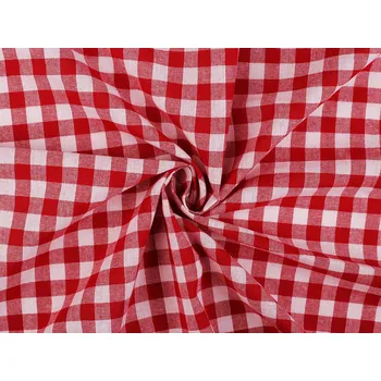 Bavlněná látka / plátno Kanafas větší kostka / káro, střední, 1 červená