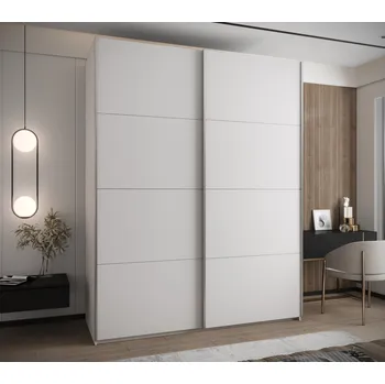 Šatní skříň Dvoudveřová skříň SAMARA 1 - 190 cm, bílá / stříbrná