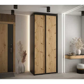 Šatní skříň Šatní skříň ASIRI 1 - 120/45 cm, černá / dub artisan / černá