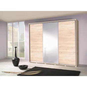 Šatní skříň Široká šatní skříň 255 cm se zrcadlem DANUBE 47 - dub sonoma