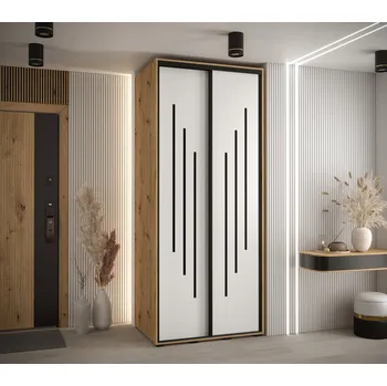 Šatní skříň Šatní skříň YVONA 8 - 120/60 cm, dub artisan / bílá / černá