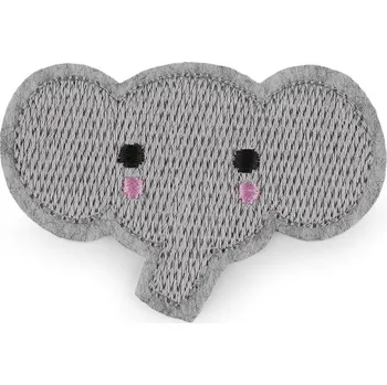 Nášivka Nažehlovačka panda, slon, housenka, střední, 2 šedá světlá slon