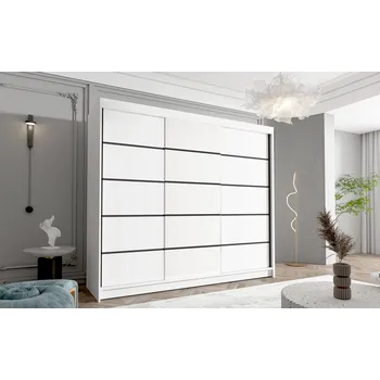 Šatní skříň Třídveřová šatní skříň NICA - šířka 250 cm, bílá