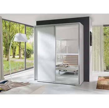 Šatní skříň Šatní skříň se zrcadlem 180 cm DELUN - bílá