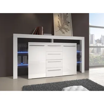 Komoda Komoda s LED osvětlením ROLIN 2 - bílá / bílý lesk