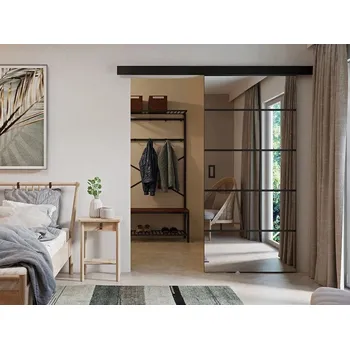 Interiérové dveře Posuvné interiérové zrcadlové dveře PEARLEN 2 - 70 cm, černé