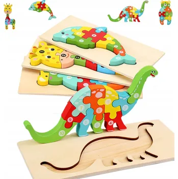 puzzle pro nejmenší Puzzle Dřevěné skládací Stavebnice Montessori - Dřevěná logická hra