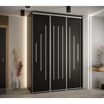 Šatní skříň Šatní skříň YVONA 12 - 180/60 cm, černá / stříbrná