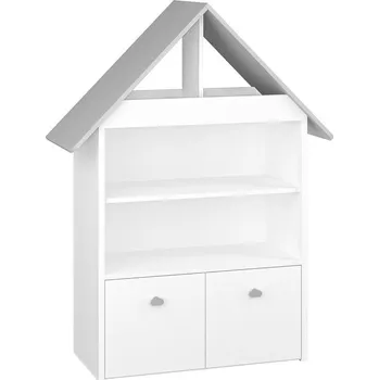 regál Domečkový regál BENGAL - bilý / šedostříbrný