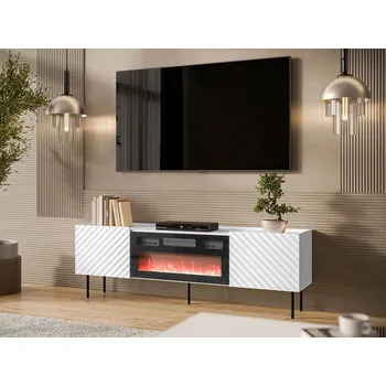 Televizní stolek TV stolek s elektrickým krbem NOXA - bílý