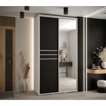 Šatní skříň Šatní skříň ASIRI 11 - 130/45 cm, bílá / černá / stříbrná