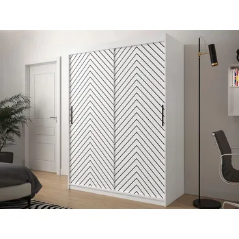 Šatní skříň Šatní skříň 150 cm s posuvnými dveřmi a šuplíky ORIOT - bílá / černá