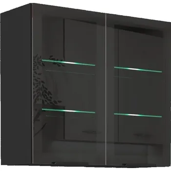 Kuchyňská skříňka Horní prosklená skříňka SAJU - šířka 80 cm, černá