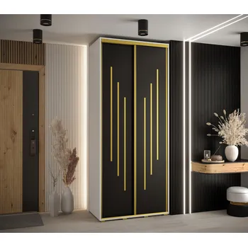 Šatní skříň Šatní skříň ASIRI 8 - 100/60 cm, bílá / černá / zlatá