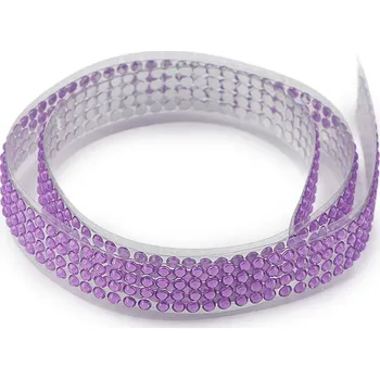 Samolepicí borta s kamínky šíře 12 mm, barva 5 fialová lila