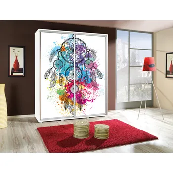 Šatní skříň Vysoká šatní skříň 155 cm s potiskem DANUBE 15 - bílá