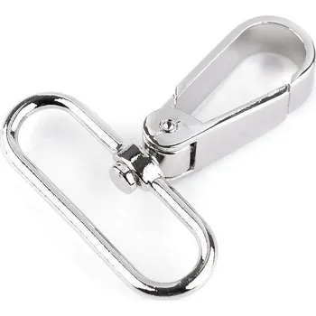 Kovová karabina otočná, průvlek 39 mm, střední, 1 nikl