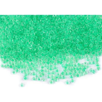 Dětské navlékací korálky Rokajl 15/0 - 1,5 mm s průtahem, střední, 6 (820) zelená pastelová