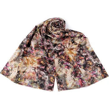 Šála Šátek / šála abstraktní, hřejivá 70x185 cm, velké, 1 béžová nejsv.