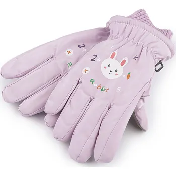 Rukavice Dětské rukavice šusťákové zateplené s elastickým nápletem, střední, 1 fialová nejsvětlejší