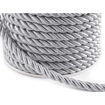 Šňůra kroucená Ø7 mm, střední, 2 stříbrná