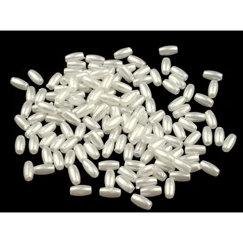 Dětské navlékací korálky Plastové voskové korálky / perly Glance rýže 3x6 mm, střední, 4 perlová