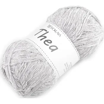 Příze Pletací příze žinylková s lurexem Thea 100 g, střední, 1 šedá nejsvětlější stříbrná