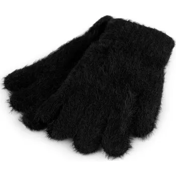 Rukavice Dětské pletené rukavice chlupaté, velké, 4 černá