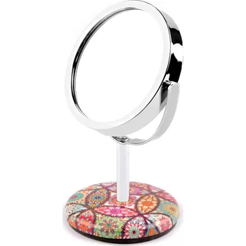 Kosmetické zrcátko Kosmetické zrcátko stolní mandaly s broušenými kamínky, velké, 5 lososová mint