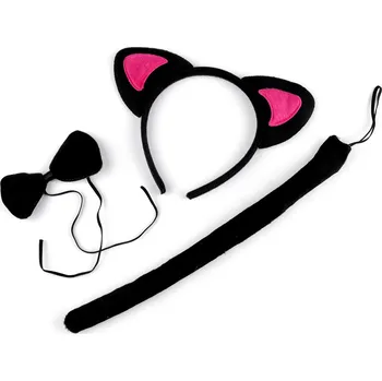 Karnevalový kostým Karnevalová sada - kočka, dalmatin, myška, tygr, střední, 3 černá kočka