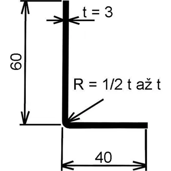 Stavební profil Jekl otevřený L 60×40×3 mm – 6 m