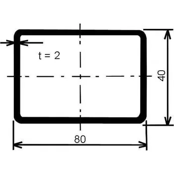 Stavební profil Jekl obdélníkový 80×40×2 mm – 6 m