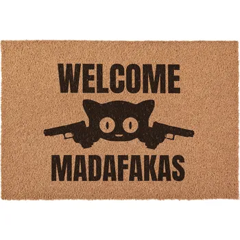 Rohožka Rohožka WELCOME MADAFAKAS kočka vtipná kokosová před dveře 60x40 cm