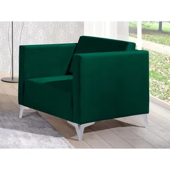 Křeslo Čalouněné křeslo SIMON - tmavě zelené / kovové nožičky