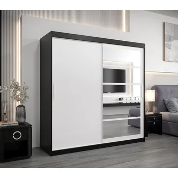 Šatní skříň Šatní skříň DENISA - šířka 200 cm, černá / bílá